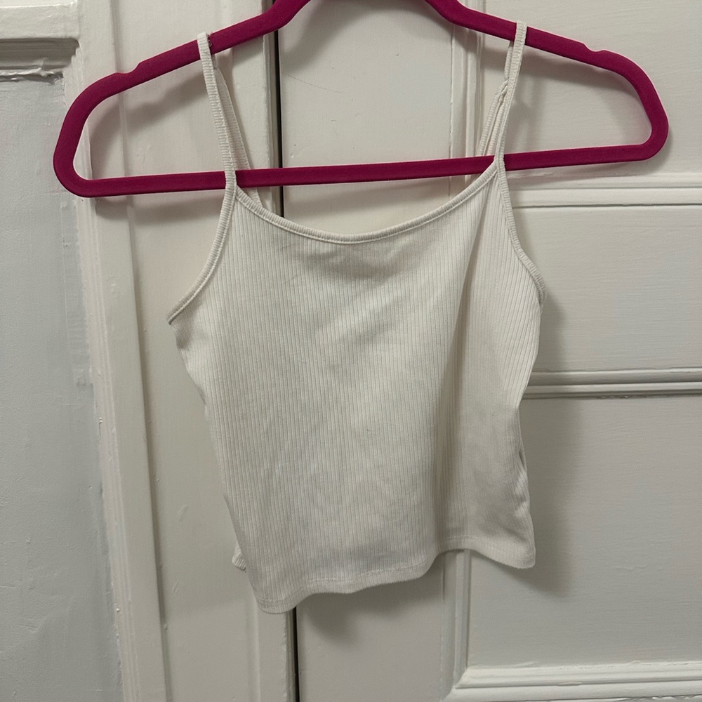 American Eagle Outfitters White Fitted Crop Camisole